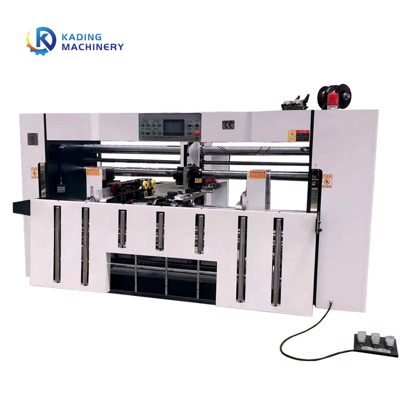 Làm thùng carton hai mảnh Công cụ khâu thùng carton với bộ xếp chồng đếm tự động để làm thùng carton
