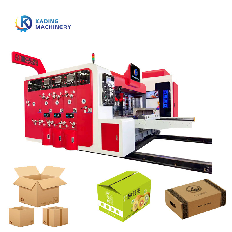 Máy in hộp sóng cấp liệu hàng đầu với khuôn cắt quay